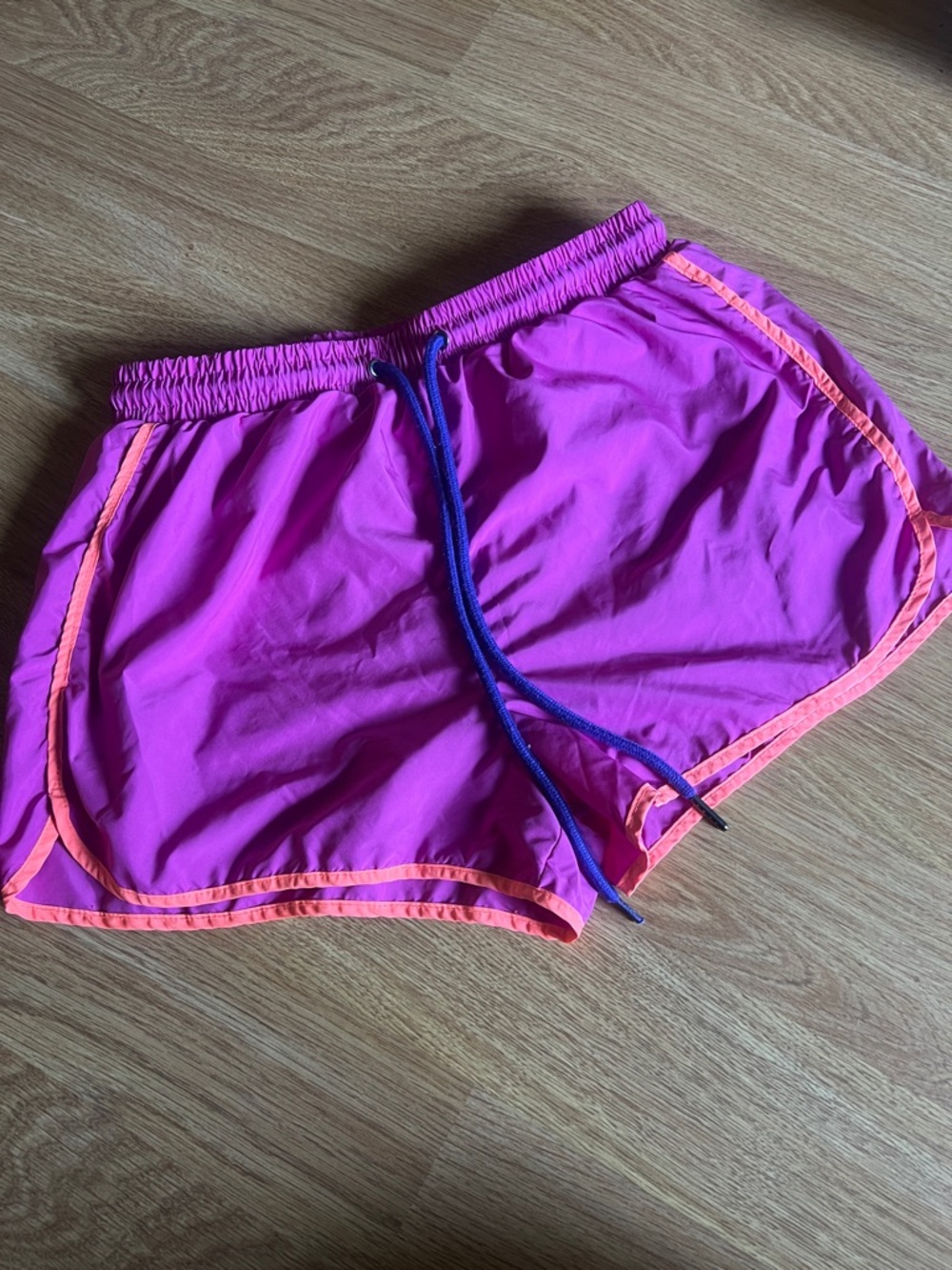 Fashion Nova Hot Pink Athletic Shorts with Orange Trim